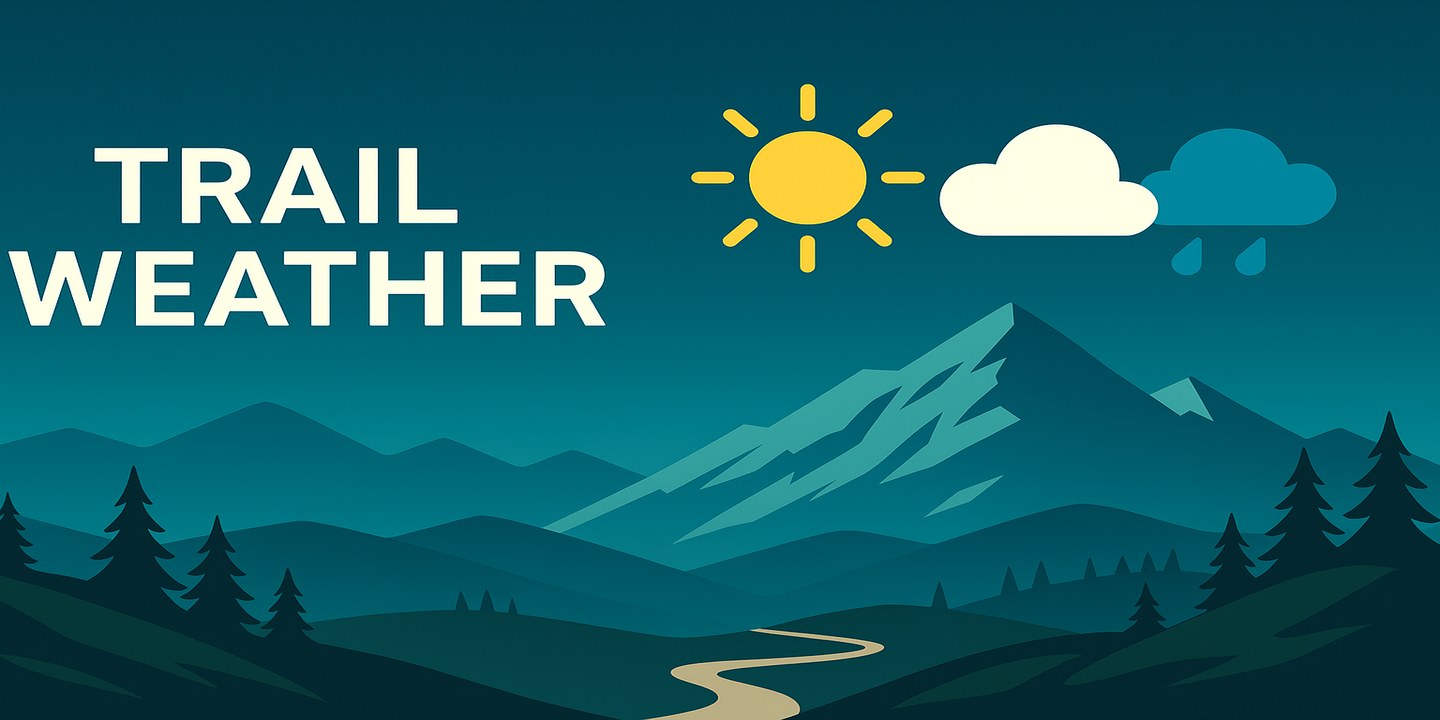 TrailWeather app interface showing weather data