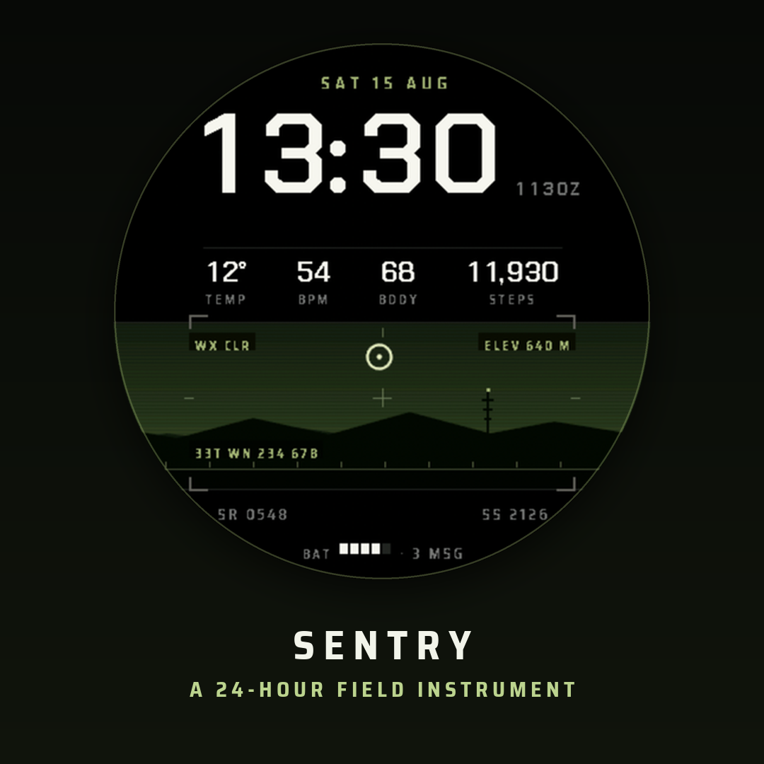 Sentry, a 24-hour field instrument watch face